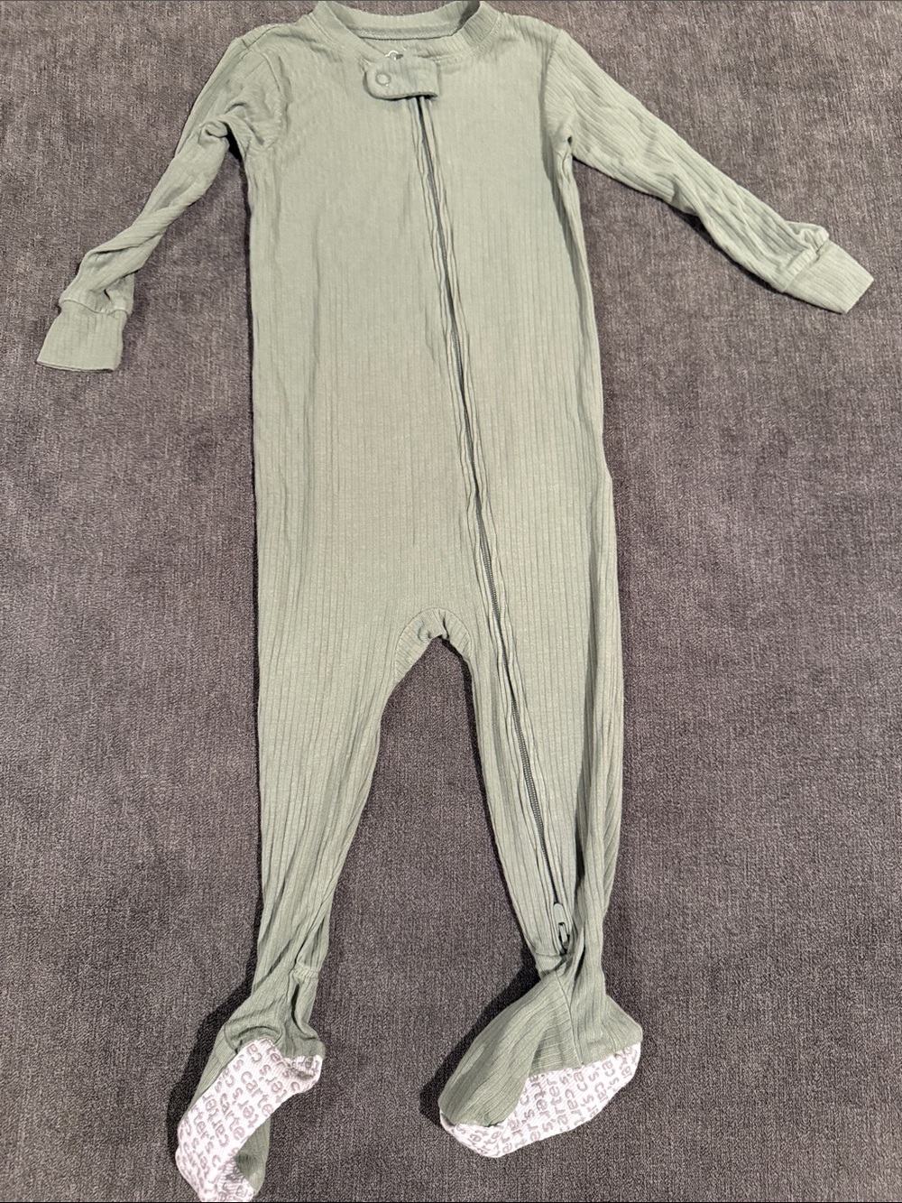Carter's Sage Green Ribbed Footed One-Piece